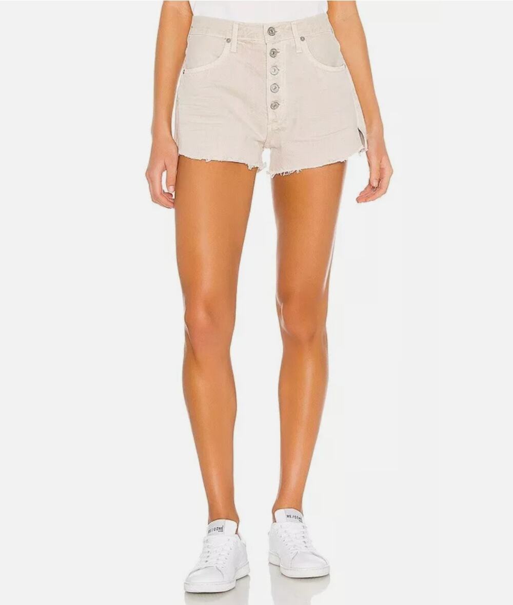 Citizens of Humanity Annabelle Beige Cut Off Shorts Mid-Rise Button-Fly Size 25